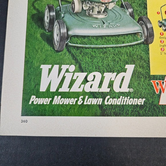 1953 Wizard Power Mowers Lawn Conditioner Vintage Print Ad Western Auto Jo Hoppe - Picture 5 of 7